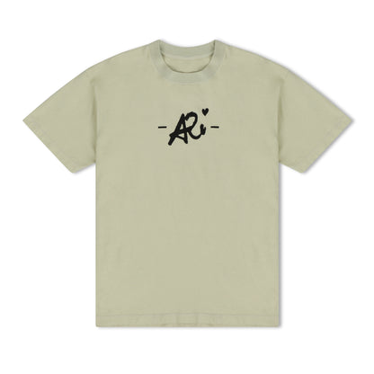 Light beige T-shirt with black 'ARi' logo and heart design