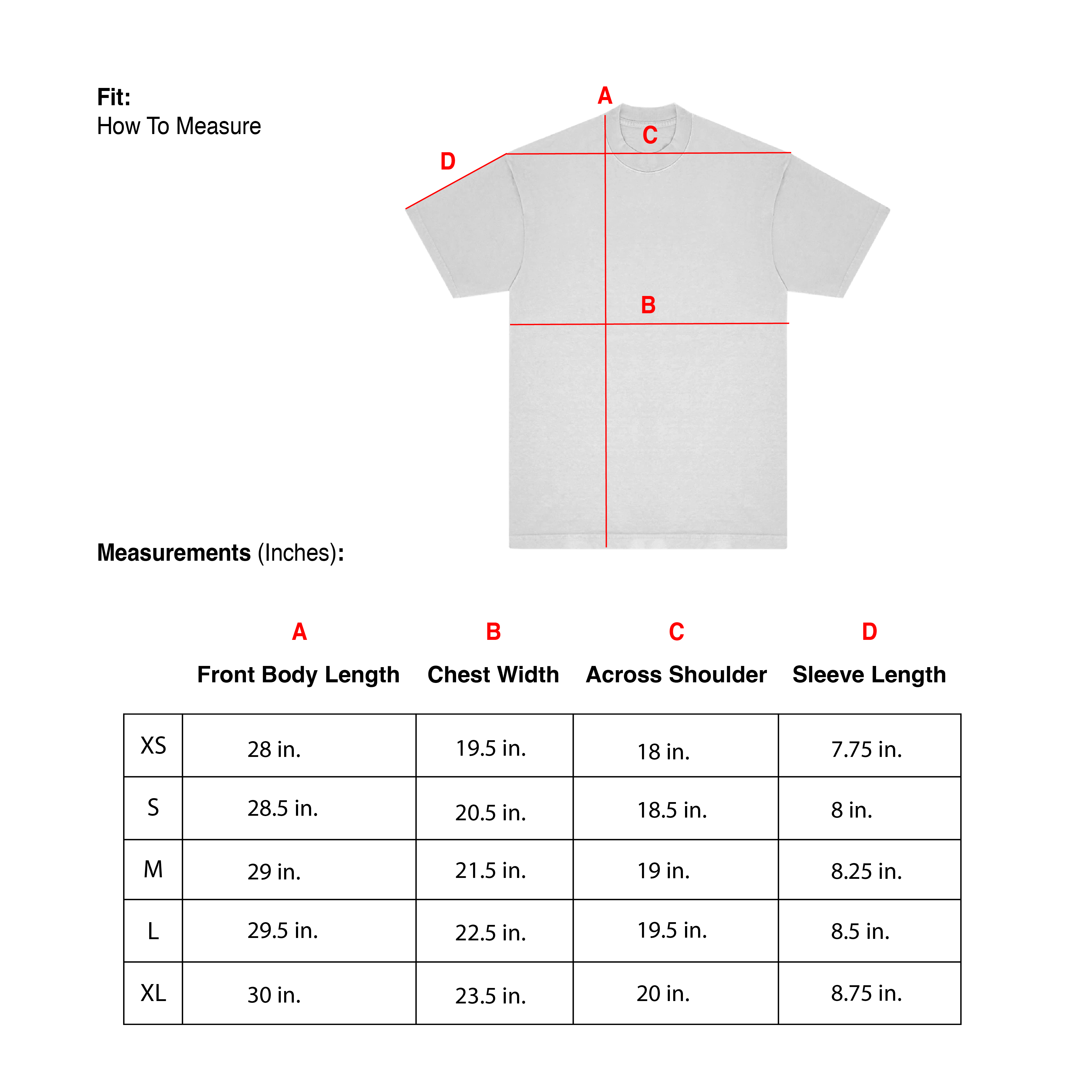 T-Shirt Size Guide